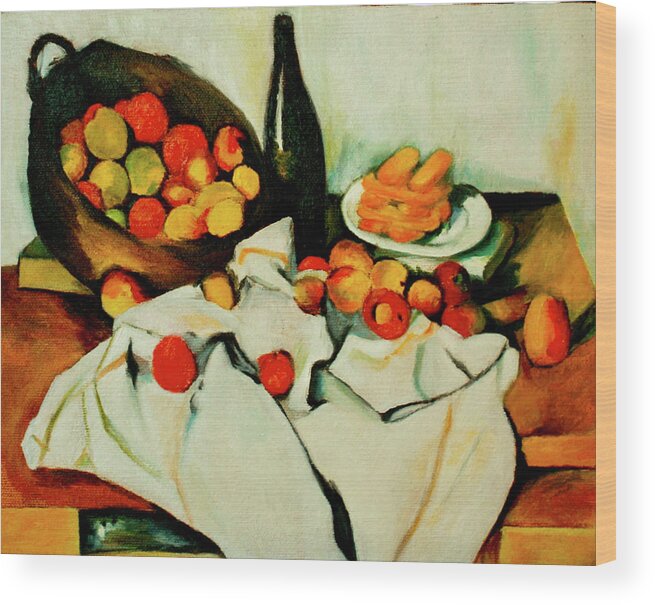 Cézanne Wood Print featuring the painting Basket of Apples by Tracy Hutchinson