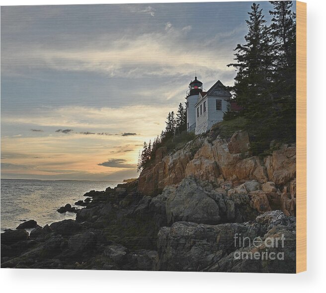 Acadia National Park Wood Print featuring the photograph Bass Harbor Head Lighthouse by Steve Brown
