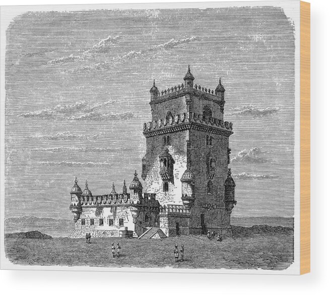 Built Structure Wood Print featuring the drawing Belem Tower by Nastasic