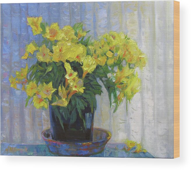 Flower Wood Print featuring the painting Big Yellow by John McCormick