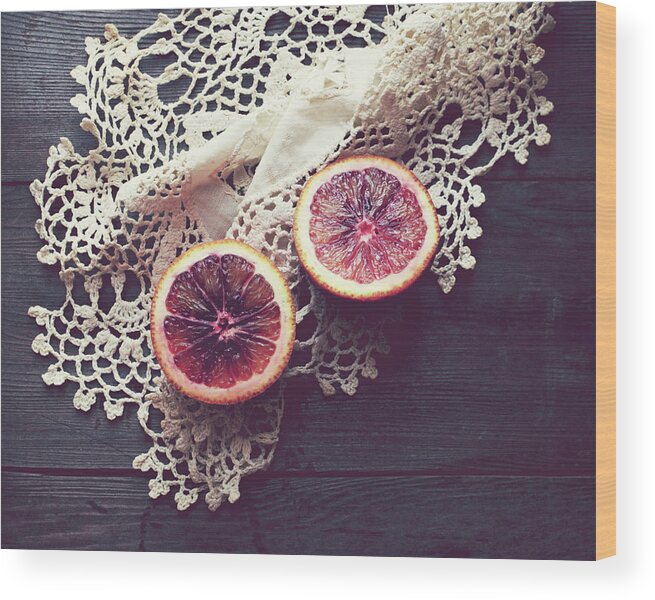 Fruit Still Life Wood Print featuring the photograph Blood Orange by Lupen Grainne