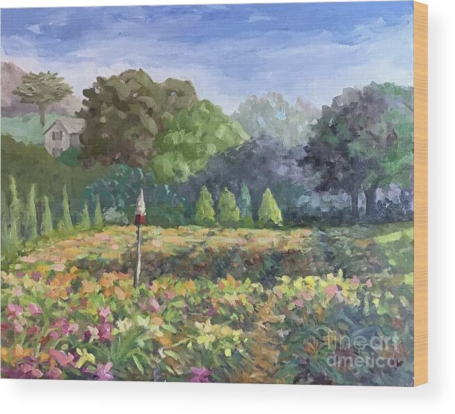 Lillies Wood Print featuring the painting Blue Ridge Day Lily Farm by Anne Marie Brown