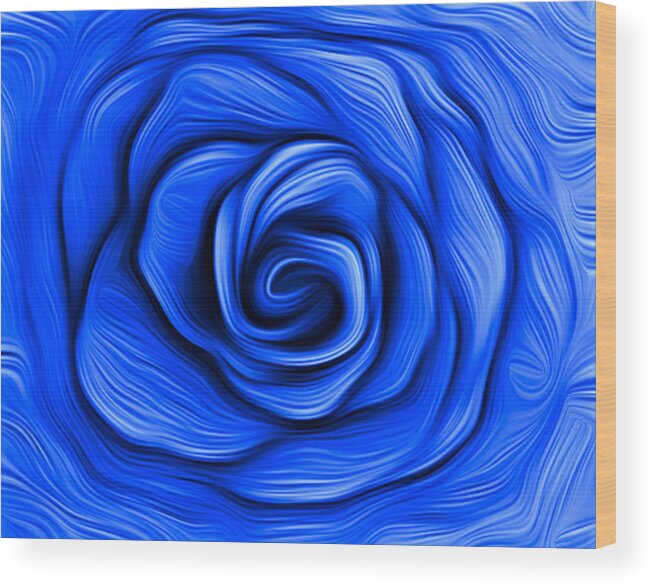 Flower Wood Print featuring the digital art Blue Rose by Ronald Mills