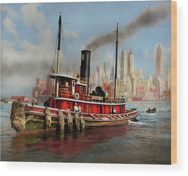 Tub Boat Wood Print featuring the photograph Boat - Tugboat - The Watuppa 1935 by Mike Savad