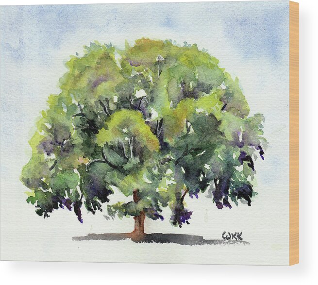 Tree Wood Print featuring the painting Brazos Oak No 3 by Wendy Keeney-Kennicutt