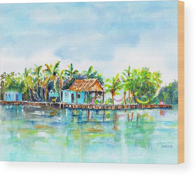 Belize Wood Print featuring the painting Bread and Butter Caye Belize by Carlin Blahnik CarlinArtWatercolor