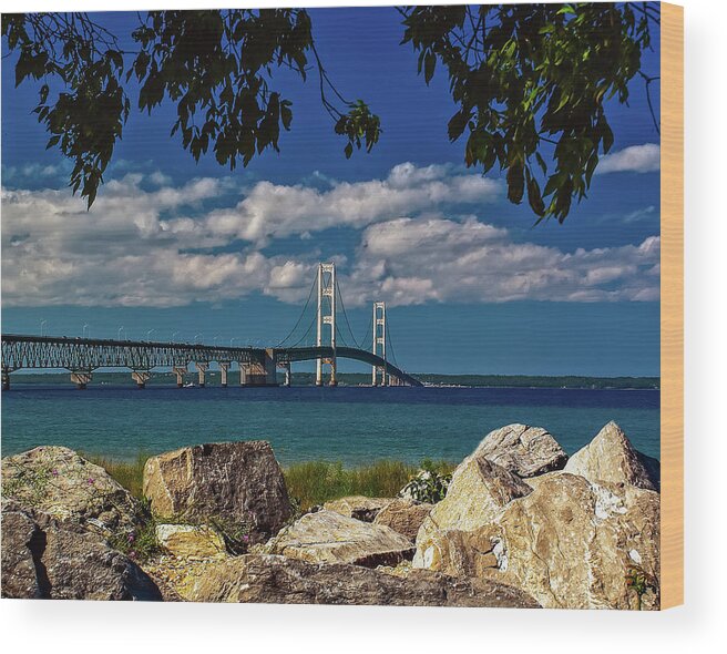 America Wood Print featuring the photograph Bridge to the U.P. by Nick Zelinsky Jr