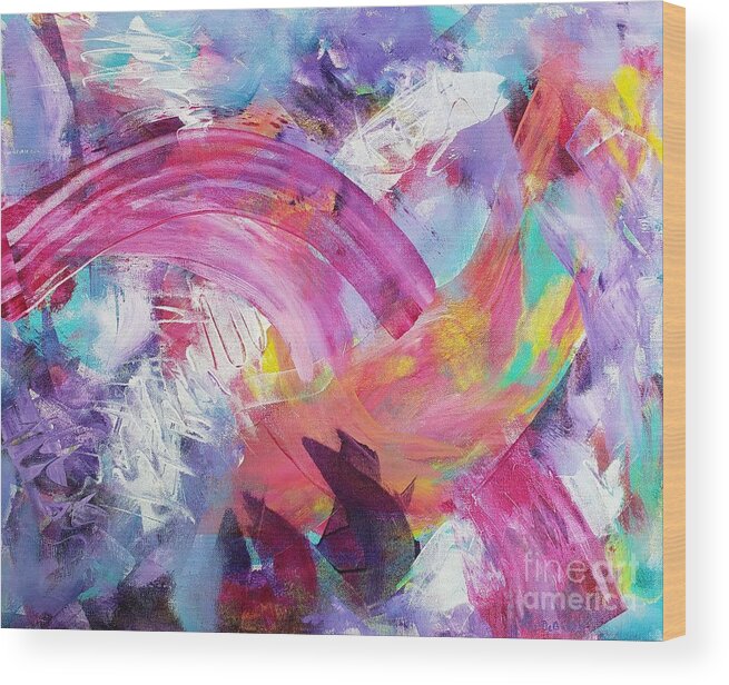Abstract Wood Print featuring the painting Brighter Tomorrow by Lisa Debaets