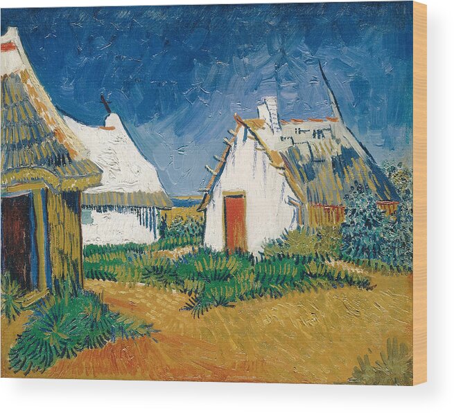 Vincent Van Gogh Wood Print featuring the painting Cabanes blanches aux Saintes-Maries by Vincent van Gogh
