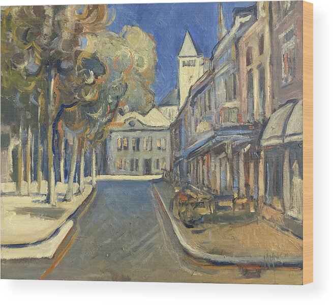 Cafe Perroen Wood Print featuring the painting Cafe Perroen Maastricht by Nop Briex