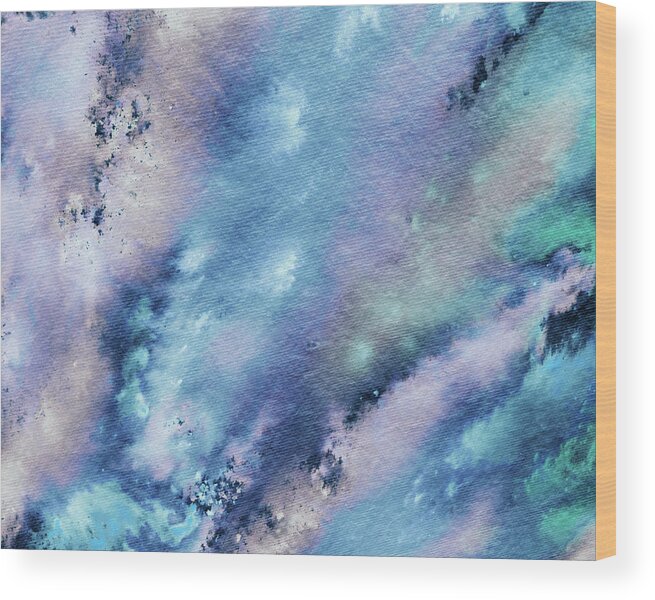 Abstract Watercolor Wood Print featuring the painting Calm Cool Soft Blues Abstract Splash Of Watercolor by Irina Sztukowski