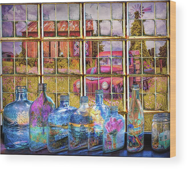 Bottle Wood Print featuring the photograph Captured Dreams Painting by Debra and Dave Vanderlaan