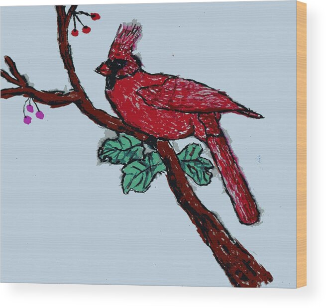 Cardinal Wood Print featuring the painting Cardinal by Branwen Drew