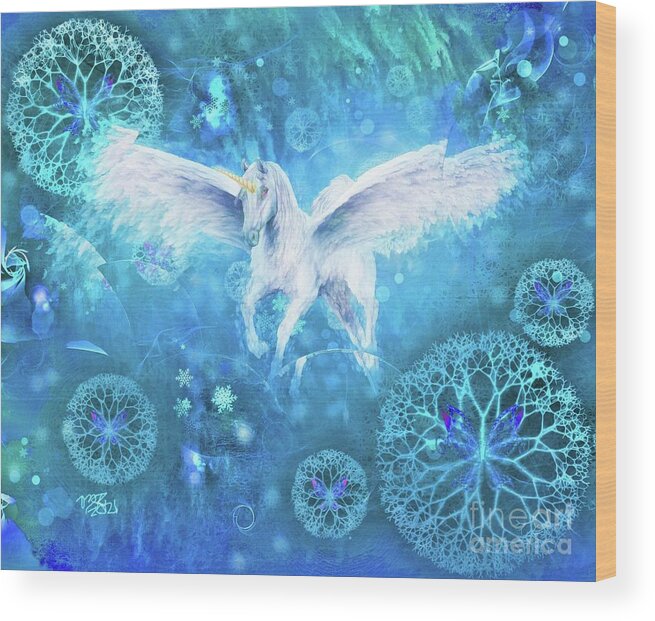 Unicorn Wood Print featuring the digital art Carrier of Light by Michelle Ressler