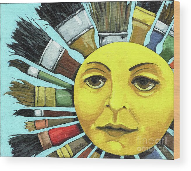 Cbs Sunday Morning Wood Print featuring the painting CBS Sunday Morning Sun Art by Linda Apple