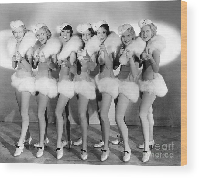 Musical Wood Print featuring the photograph Chorus Girls 42nd Street 1933 by Sad Hill - Bizarre Los Angeles Archive