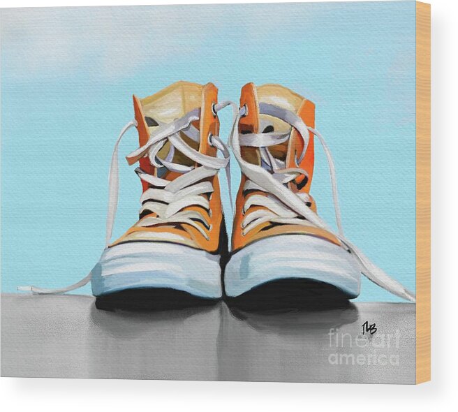 Tammy Lee Wood Print featuring the painting Chucks by Tammy Lee Bradley