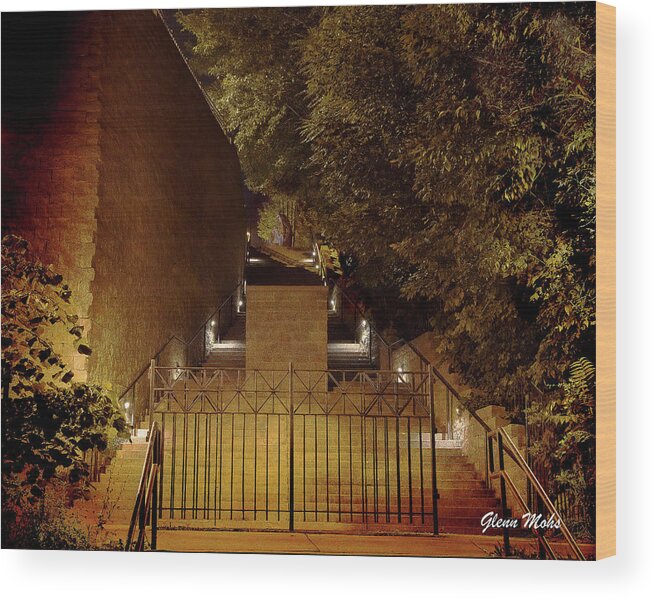 Street Photography Wood Print featuring the photograph City Stairs by GLENN Mohs