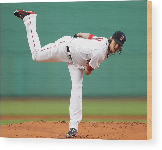American League Baseball Wood Print featuring the photograph Clay Buchholz by Jim Rogash