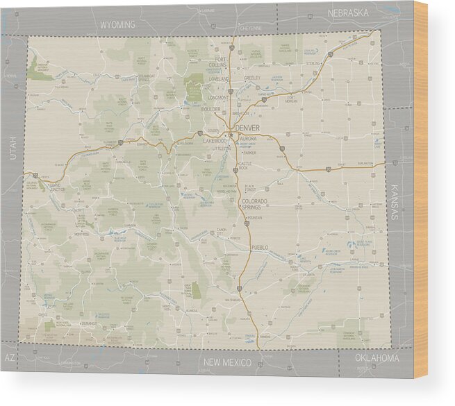 Alamosa County Wood Print featuring the drawing Colorado Map by Crossroadscreative