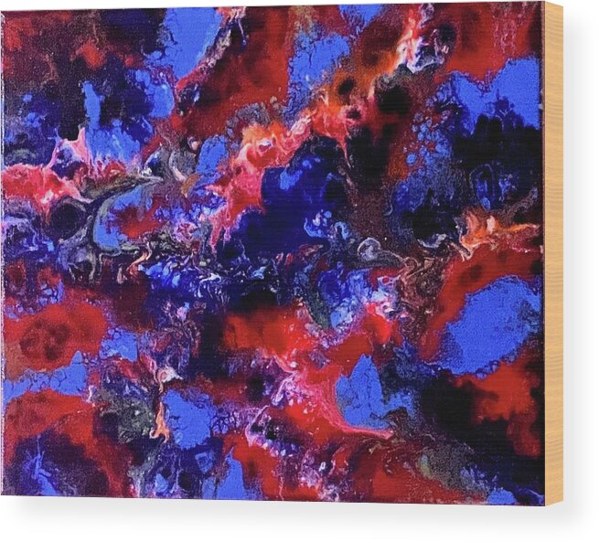 Abstract Wood Print featuring the painting Coral Reef by Pour Your heART Out Artworks