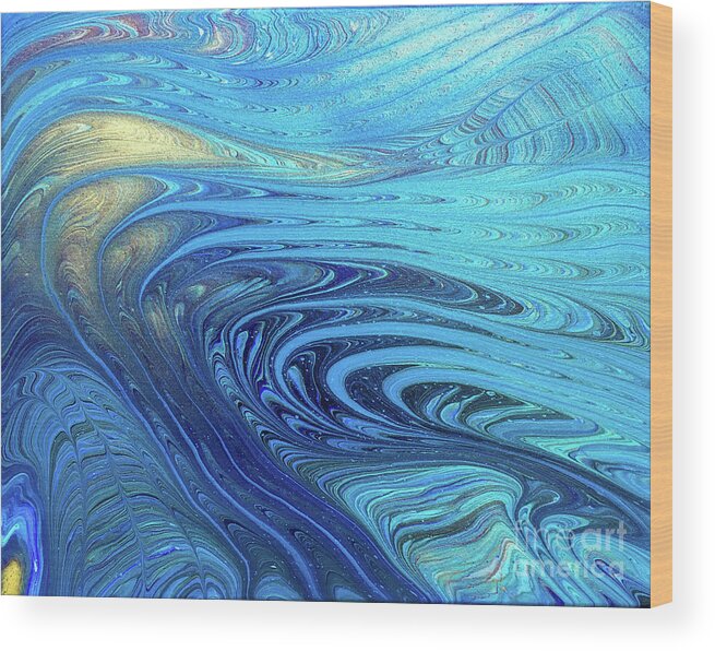 Abstract Wood Print featuring the painting Cosmic Flow by Lucy Arnold