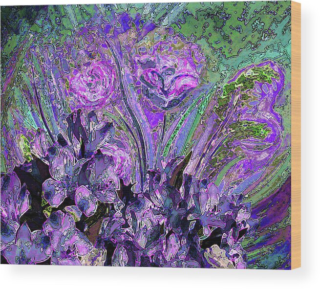 Flowers Wood Print featuring the photograph Crazy Happy Purple Flowers by Corinne Carroll