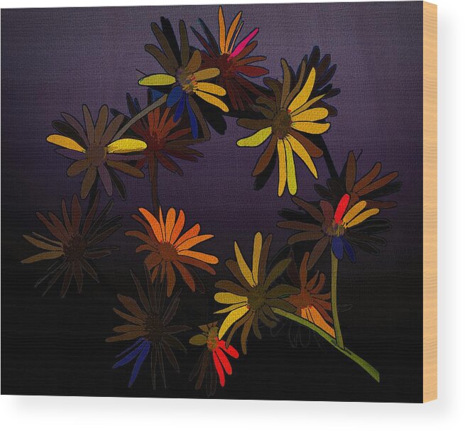 Spring Wood Print featuring the digital art Daisy Chains Bold Abstract by Joan Stratton