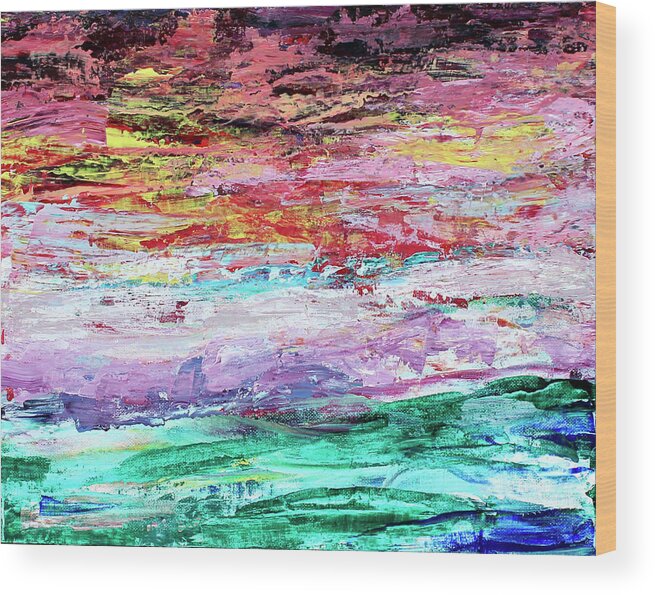 Ocean Wood Print featuring the painting Dark Sky by Teresa Moerer