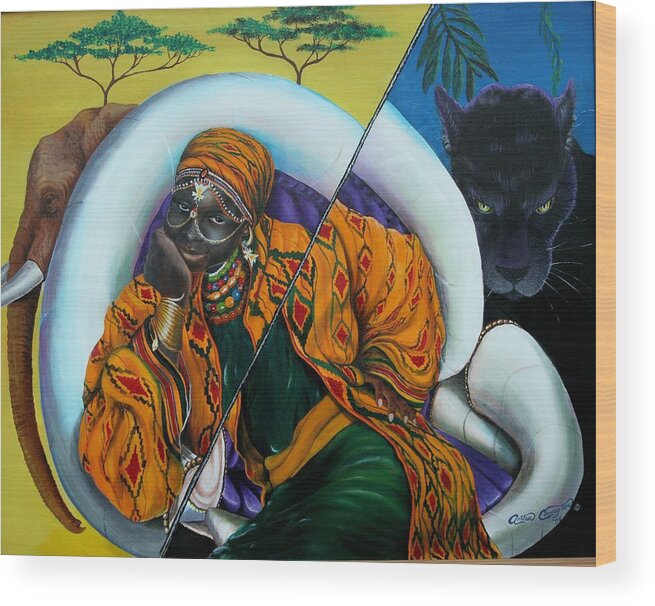 African Princess Wood Print featuring the painting Daughter of the motherland by Arthur Covington
