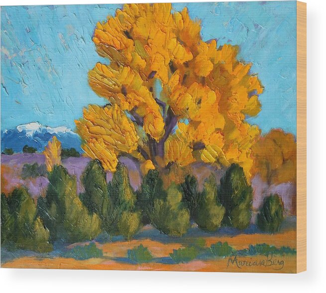 Plein Air Wood Print featuring the painting Dazzling Cottonwoods by Marian Berg