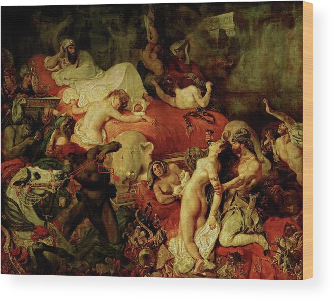 Louvre Wood Print featuring the painting Death of Sardanapalus by Eugene Delacroix