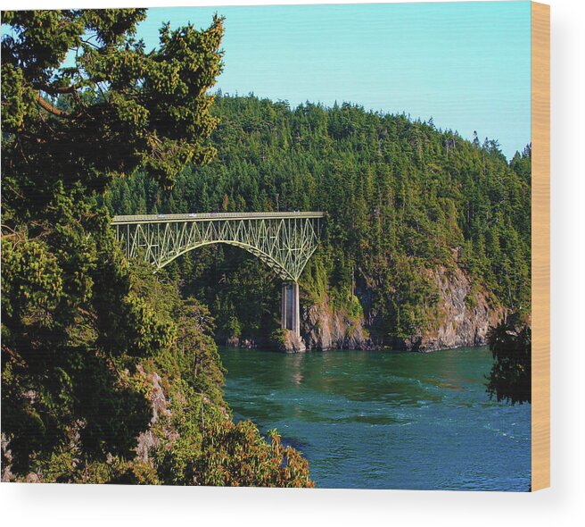 Deception Pass Bridge Wood Print featuring the photograph Deception Pass Bridge IV by Mary Gaines