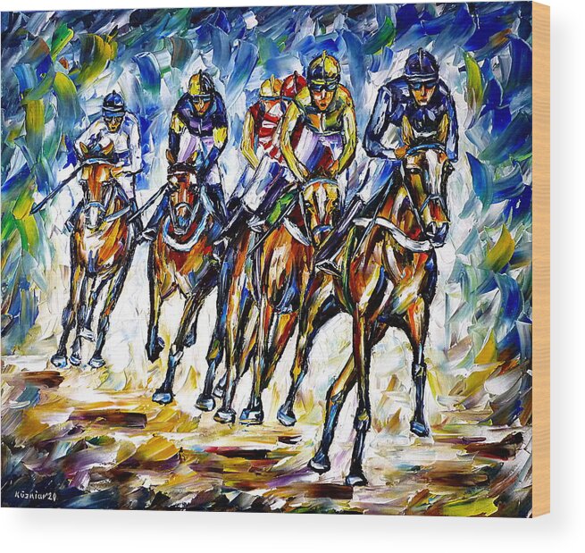 I Love Horses Wood Print featuring the painting Derby by Mirek Kuzniar