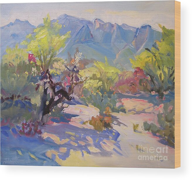 Desert Wood Print featuring the painting Desert Morning, Tucson by John McCormick