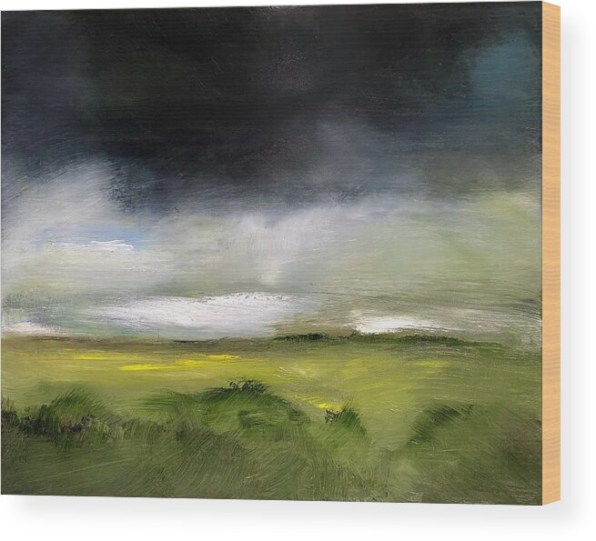 Raincloud Wood Print featuring the painting Distant Rain by Roger Clarke