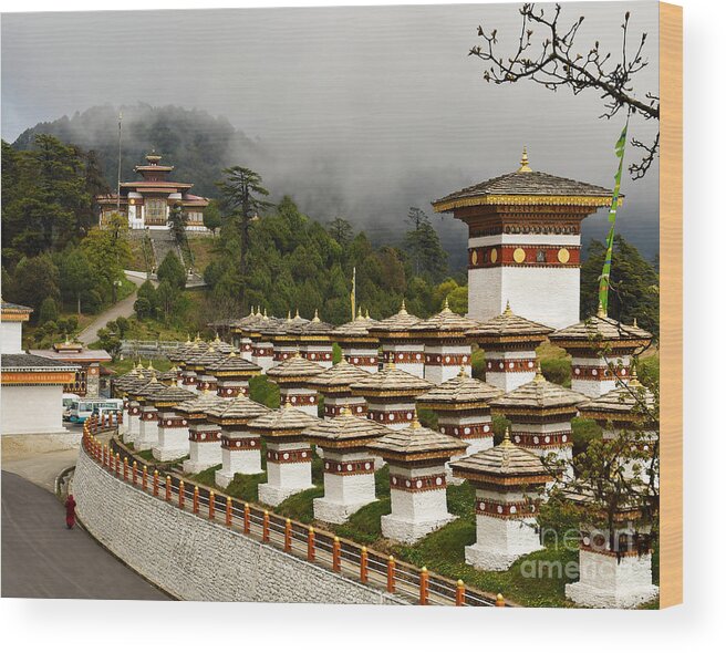 Dochula Pass Wood Print featuring the photograph Dochula Pass Bhutan by Steven Liveoak