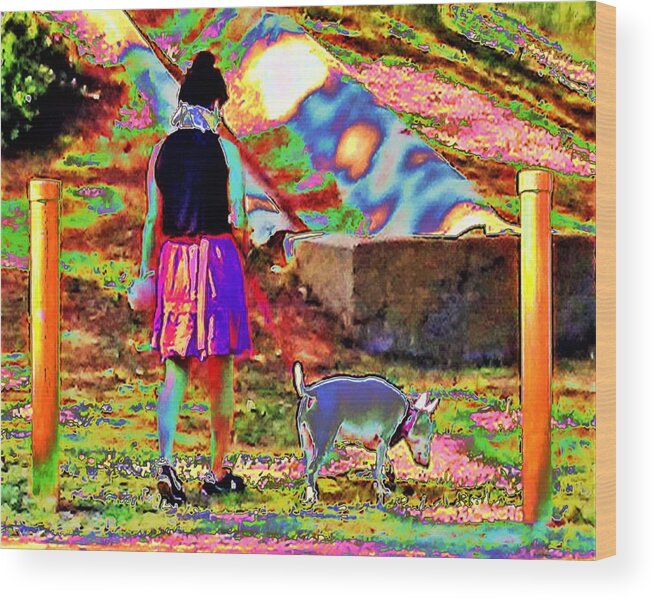 Abstract Wood Print featuring the photograph Dog Walker by Andrew Lawrence