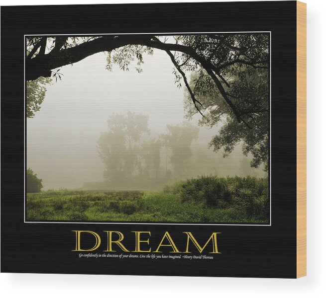 Inspirational Wood Print featuring the photograph Dream Inspirational Motivational Poster Art by Christina Rollo