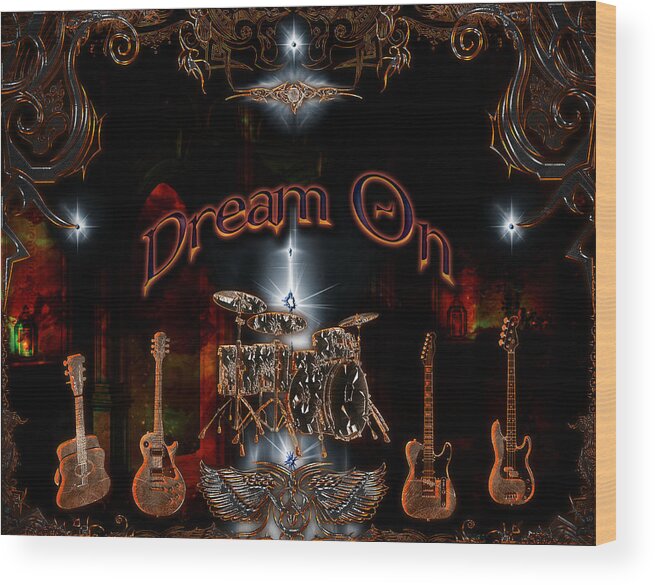Aerosmith Wood Print featuring the digital art Dream On by Michael Damiani