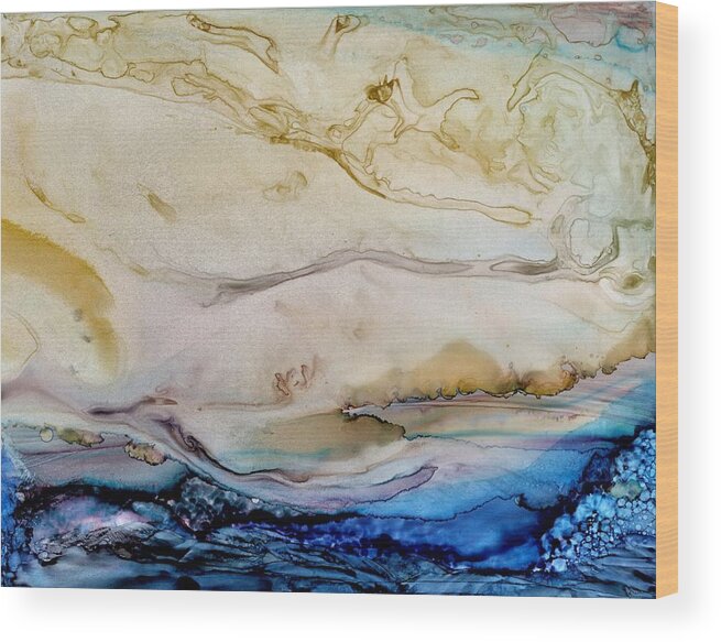 Cloud Wood Print featuring the painting Dune walk by Angela Marinari
