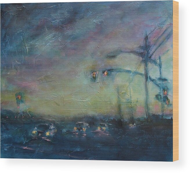 Night Scenes Wood Print featuring the painting Dusk by Valerie Greene