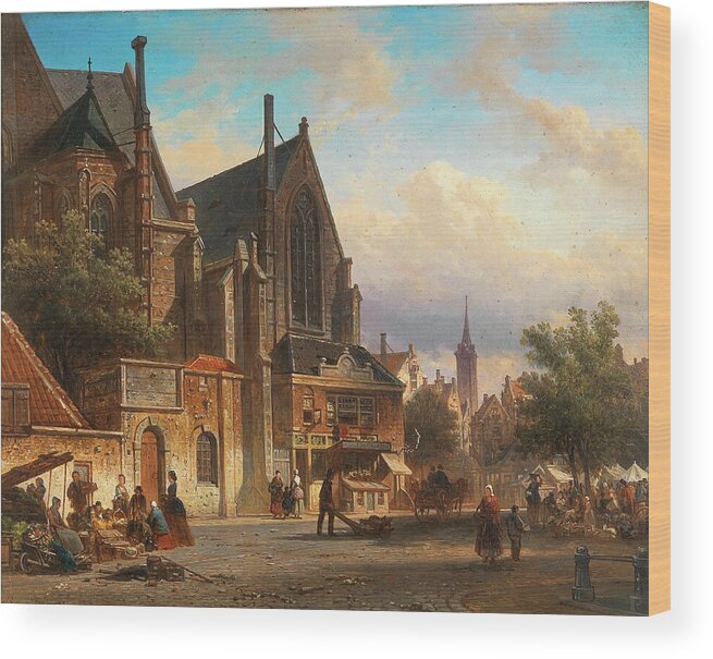 Dutch Wood Print featuring the painting Dutch Market by Elias van Bommel