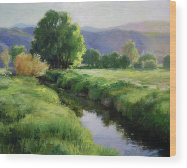 Utah Wood Print featuring the painting Early Morning in Morgan, Utah by Susan N Jarvis