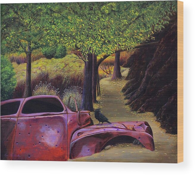 Kim Mcclinton Wood Print featuring the painting End of the Road by Kim McClinton