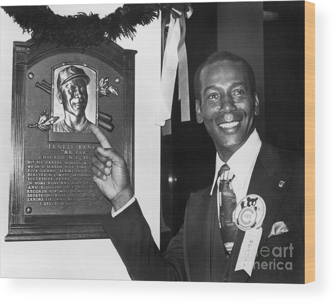 People Wood Print featuring the photograph Ernie Banks by National Baseball Hall Of Fame Library