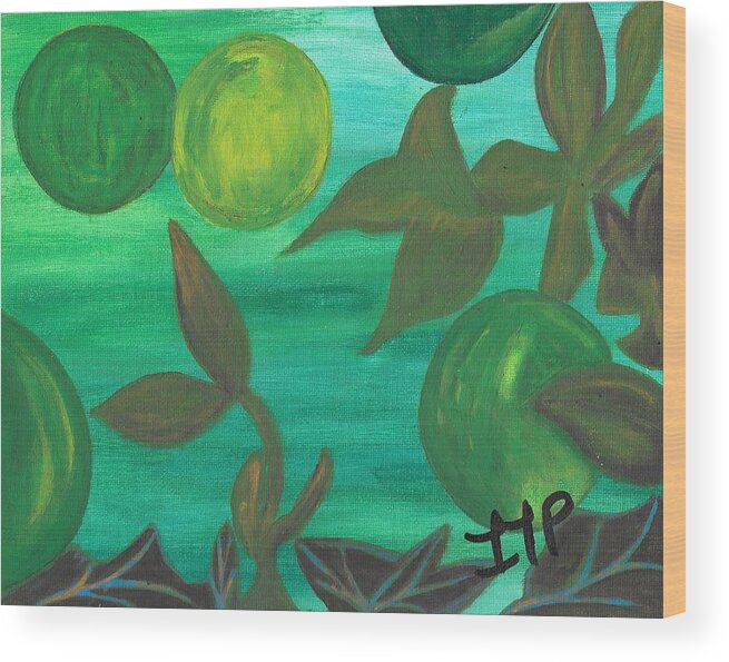 Leaves Wood Print featuring the painting Esoteric Garden Flow by Esoteric Gardens KN