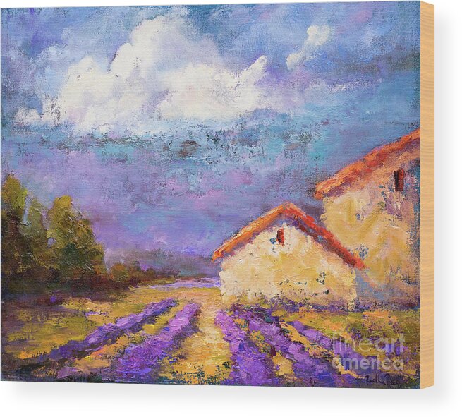 Building Wood Print featuring the painting In the midst of Lavender I by Radha Rao