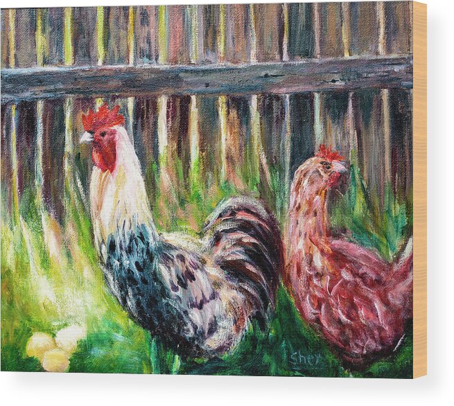 Art - Acrylic Wood Print featuring the painting Farm Yard Chicken - Acrylic Art by Sher Nasser