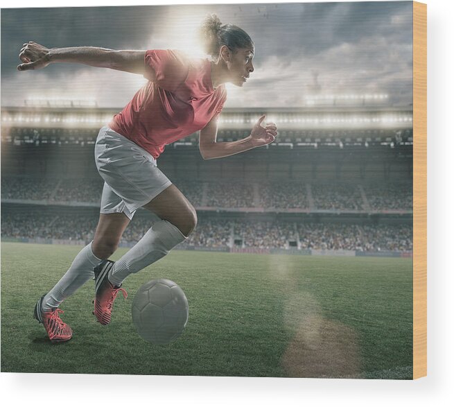 Soccer Uniform Wood Print featuring the photograph Female Soccer Superstar by Peepo
